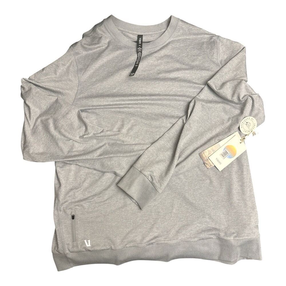 Vuori Mens Ponto Performance Crew Platinum Heather XXL Long  Sleeve V224 New